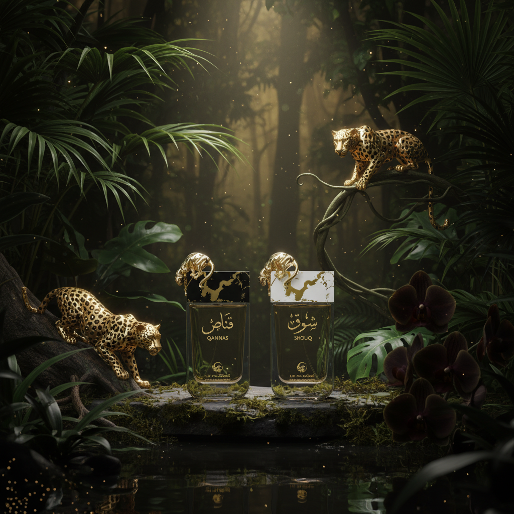 Combo QANNAS & SHOUQ con leopardos dorados