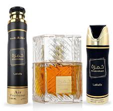 SET LATTAFA KHAMRA UNISEX ( 3 PC) 3.4 OZ EDP / 6.8 OZ PERFUME SPY / 10 OZ AIR FRESHNER